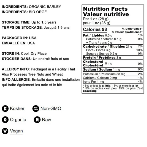 Food to Live Organic Barley Flour, 4 Pounds