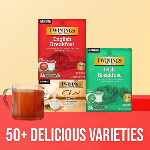 Twinings English Breakfast Tea K-Cup Pods – 24 Ct, Keurig Compatible