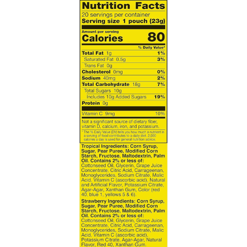 Gushers Fruit Flavored Snacks Family Pack , Tropical & Strawberry ,20 Pouches
