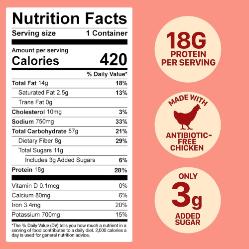 Born Simple Thai Style Chicken Bowl , 18g Protein 11 oz Pack of 3