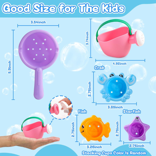 Baby Bath Toys , 5 Piece Mold-Free Water Play Set.
