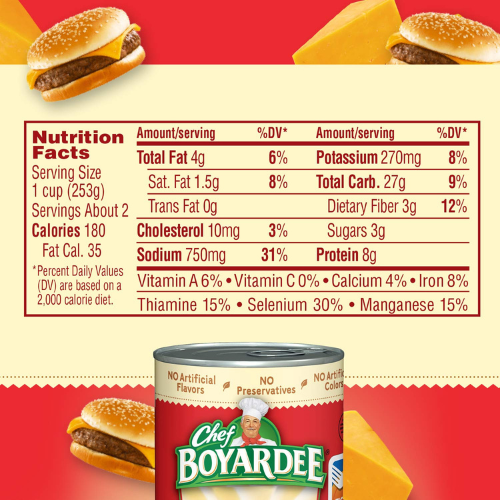 Chef Boyardee Cheesy Burger Macaroni Canned Food , 15 OZ Can