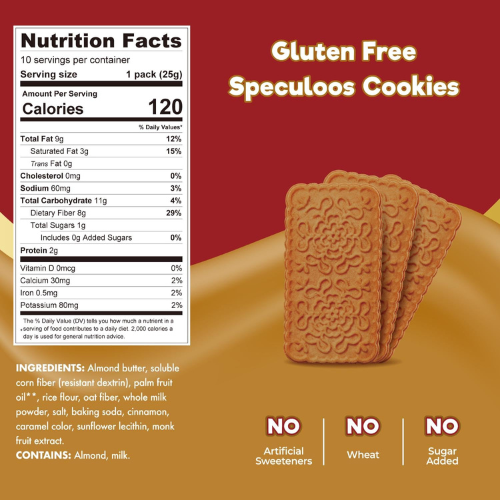 ChocZero Speculoos Cookies  Gluten Free No Added Sugar , (30 Count , 9oz)