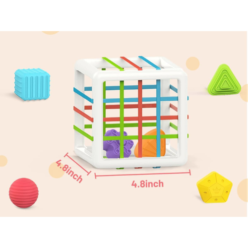 MINGKIDS Montessori Toys for 1 Year Old , 6 Piece Multi Sensory Shape Sorting Set.