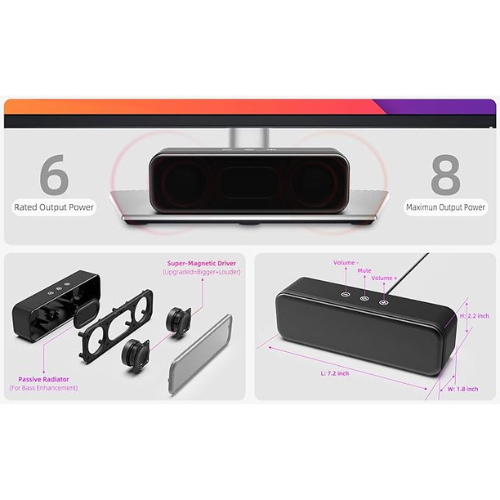 USB Computer Soundbar β Wired Speaker with Deep Bass & Touch Control