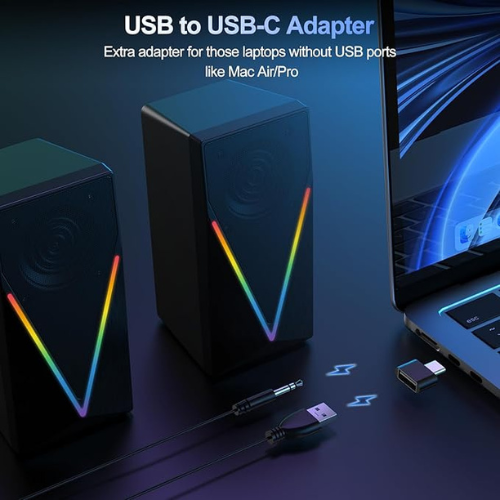 RGB Desktop Computer Speakers – USB Powered, Aux & Headphone Jack