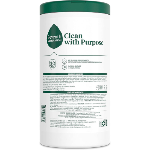 Seventh Generation Multi-Purpose Wipes , Garden Mint Scent , Pack of 3