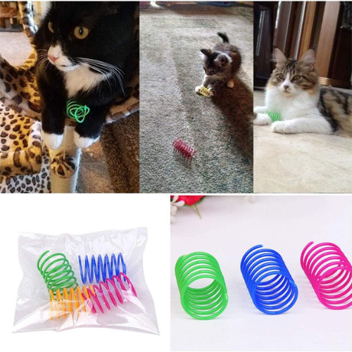 Andiker Cat Spiral Spring Toy Set 12 Pack Colorful Plastic Springs