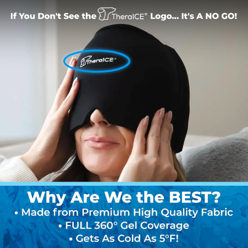 TheraICE Headache Relief Cap Cooling Gel Mask for Migraines , Stress and Pain Relief , Ideal Gift for Women