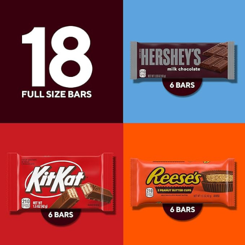 HERSHEY’S, KIT KAT & REESE’S Chocolate Variety Box – 18 Ct, 27.3oz