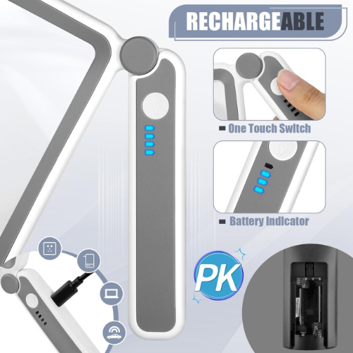 5X Rechargeable Folding Magnifying Glass with Dimmable LED Light