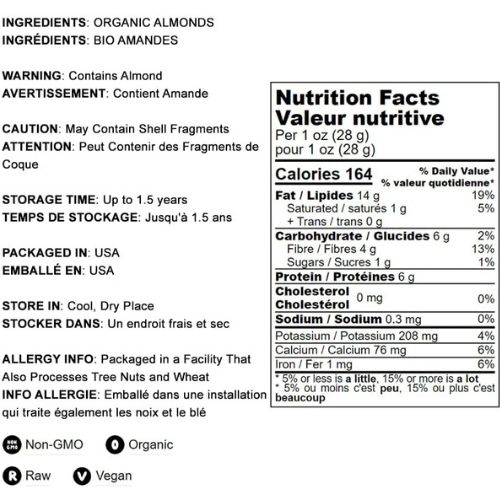 Food to Live Organic California Almonds, 5 Pounds