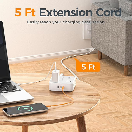 TESSAN Power Strip – 8 Outlets, 3 USB, 5Ft Cord, 900J