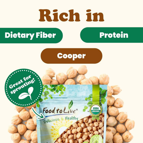 Food to Live Organic Garbanzo Beans, 3 Pounds – Dried Chickpeas,