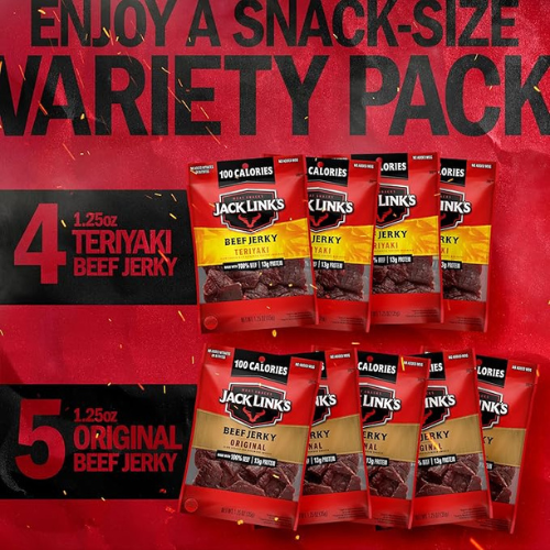 Jack Link’s Beef Jerky Variety Pack – 9 Bags (1.25 oz Each)