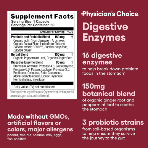 Physician's CHOICE Gut Health Bundle – Probiotics & Enzymes for Digestive Support, 90ct