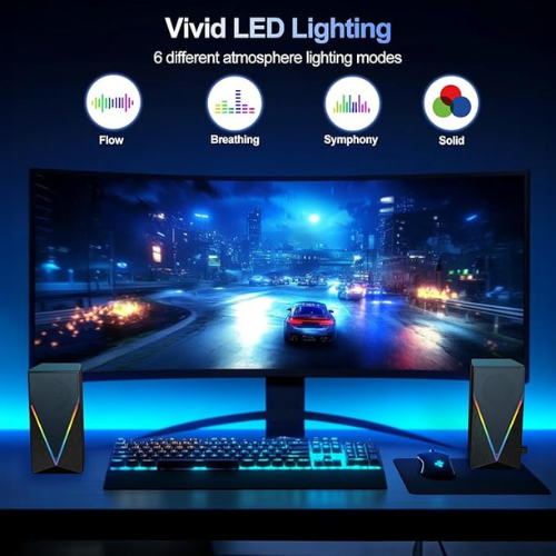 RGB Desktop Computer Speakers – USB Powered, Aux & Headphone Jack