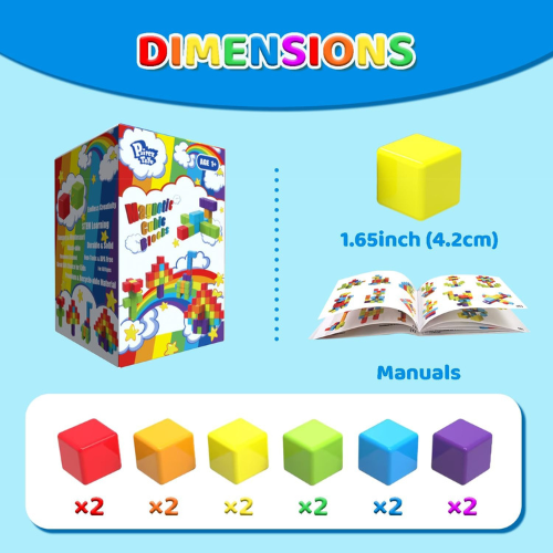 Magnetic Building Blocks , 12 Piece Large 1.65".