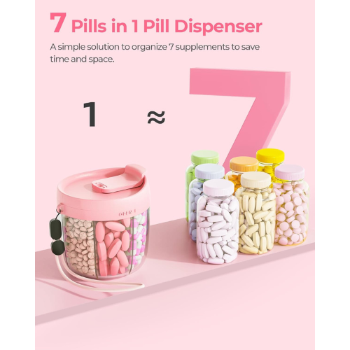 Cute 7 Day Pill Dispenser with Large Compartments.