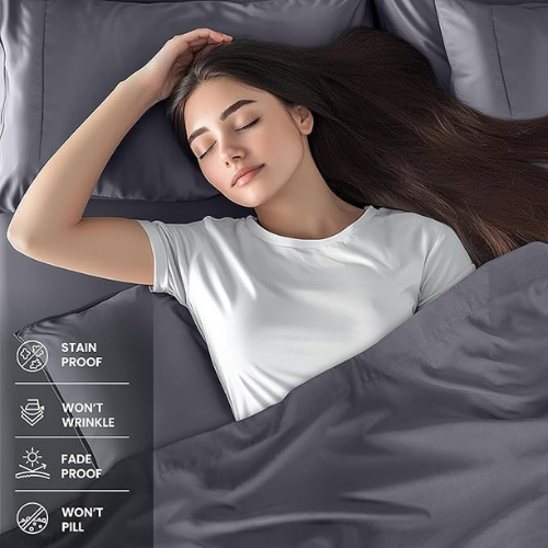Utopia Bedding Queen Sheet Set – 4-Piece Soft Microfiber (Grey)
