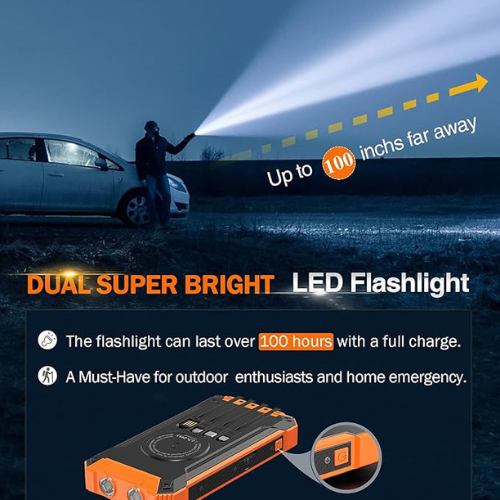 GOODaaa 36000mAh Solar Power Bank – Wireless + Wired Charging (Built-in Cables)