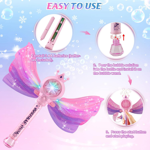 LED Bubble Wands for Kids with Music & Lights & Birthday Gift Toys for Girls.