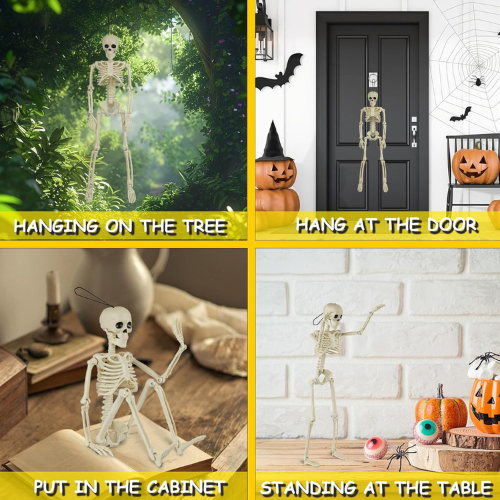 6-Pack Posable Skeleton Halloween Decorations – 16" Full Body Haunted House