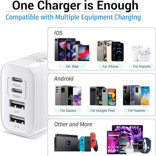 TT&C 40W USB-C Wall Charger β 4-Port PD+QC Fast Charging Block