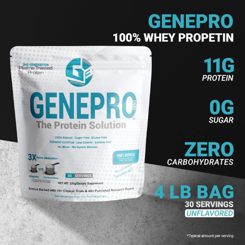 Genepro Unflavored Protein Powder – 3rd Generation, 30 Servings