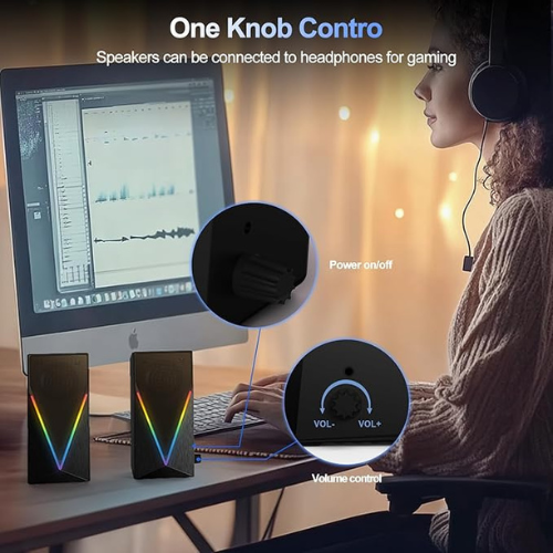 RGB Desktop Computer Speakers – USB Powered, Aux & Headphone Jack