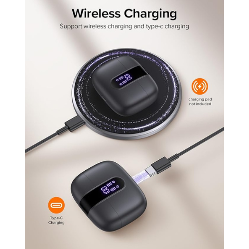 TAGRY Wireless Earbuds β 60H Playback, LED Display, IPX5