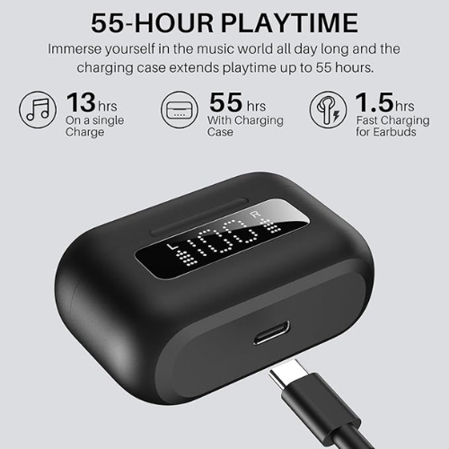 TOZO NC3 Wireless Earbuds โ Hybrid ANC, 55H Playtime, IPX8