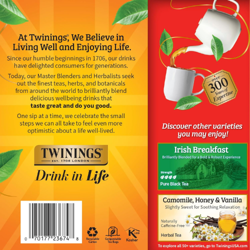 Twinings English Breakfast Tea – 100 Individually Wrapped Bags