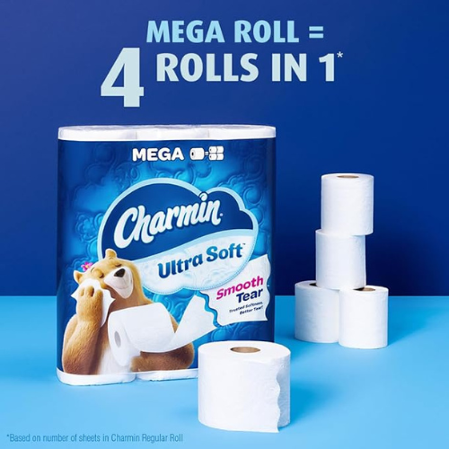Charmin Ultra Soft Toilet Paper β 6 Mega Rolls (Equals 24 Regular Rolls)