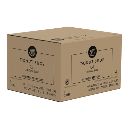 Happy Belly Coffee Pods – Medium Roast, Donut Style, 100 Count