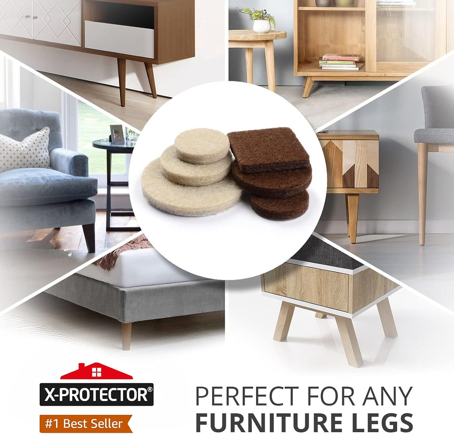 X-PROTECTOR Felt Furniture Pads – 133 PCS, Brown & Beige