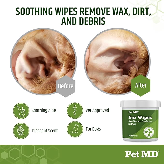 Pet MD Dog Ear Wipes β 100 Count