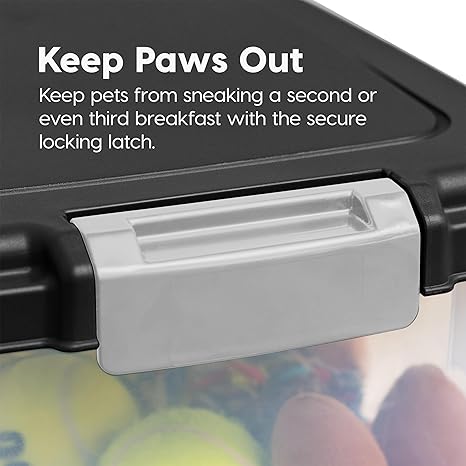 IRIS Pet Food Storage Combo – 30lb + 11lb Airtight Bins (Black)