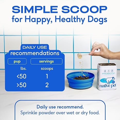 Native Pet Probiotics Powder – 120 Scoops, Digestive & Immune Support for Dogs