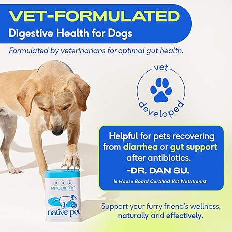 Native Pet Probiotics Powder – 120 Scoops, Digestive & Immune Support for Dogs