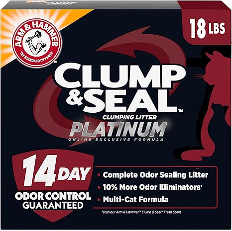 ARM & HAMMER Clump & Seal Cat Litter – 18lb, 14-Day Odor Control