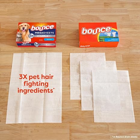 Bounce Pet Hair Guard Dryer Sheets β 180-Count, Fresh Scent, Mega Size