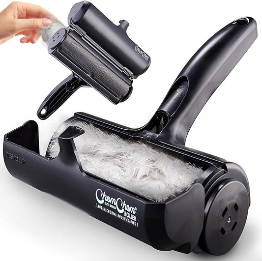 ChomChom Pet Hair Remover – Reusable Roller for Furniture & Clothing (Black)