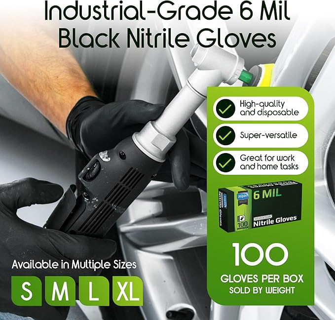 Inspire Black Nitrile Gloves – 6 Mil, Heavy Duty, Disposable