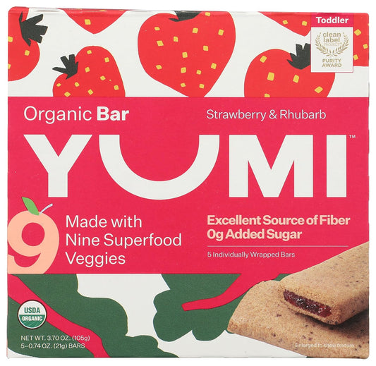 Yumi Strawberry & Rhubarb Organic Bar ,  Naturally Nourishing & Delicious.