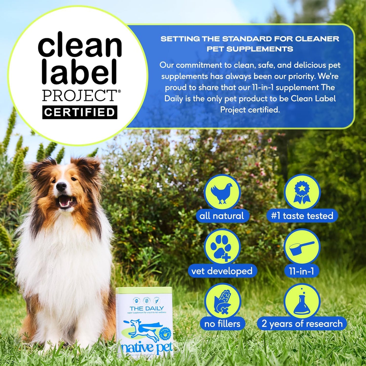 Native Pet 11-in-1 Dog Multivitamin – 60 Scoops, Gut & Joint Support Powder