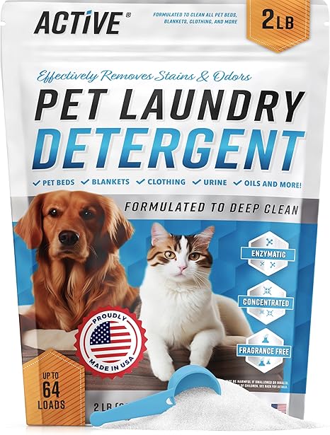 Pet Laundry Detergent – Enzyme Powder, Odor & Stain Remover, 64 Loads