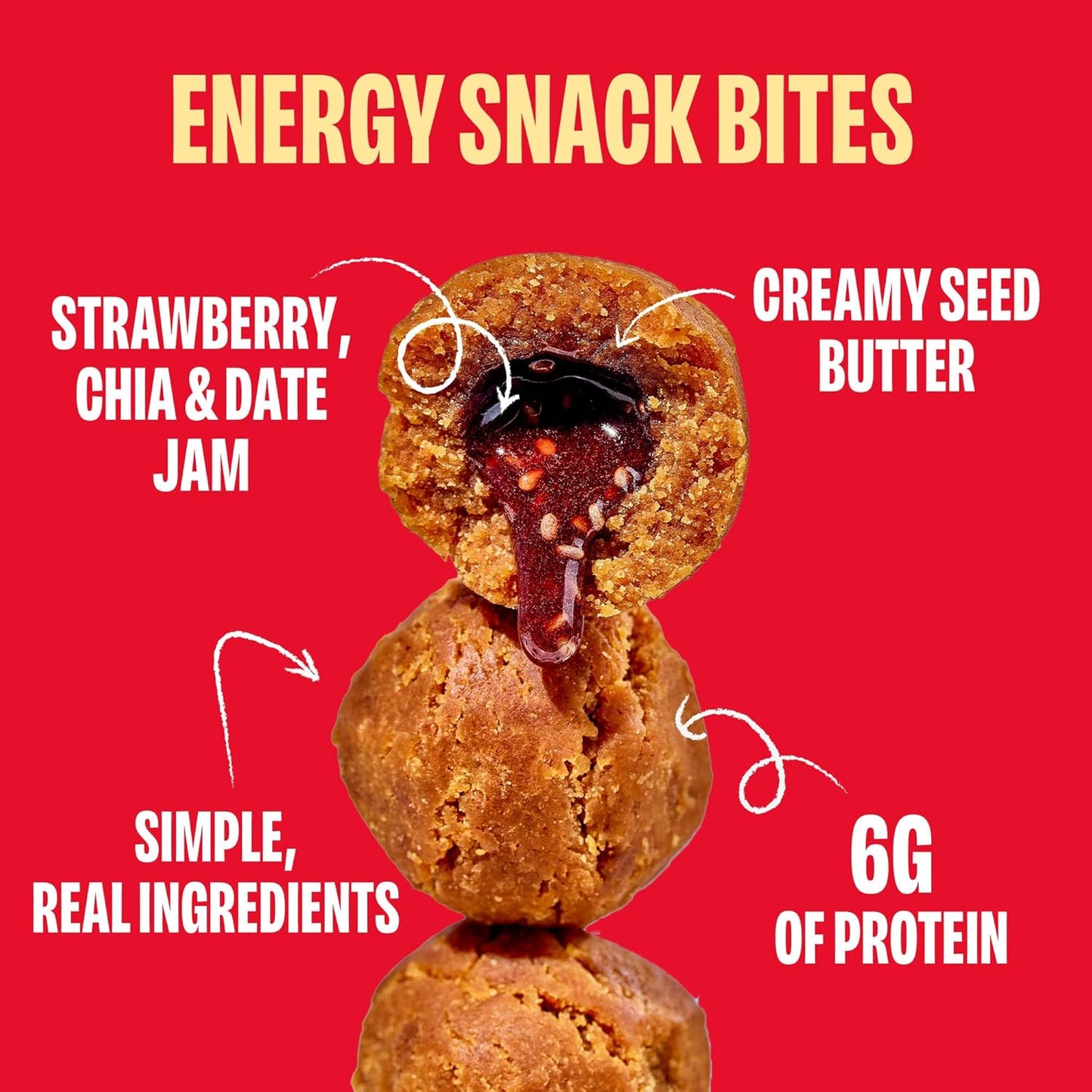 Smash Foods Superfood Bites , Sunflower Butter & Strawberry Jam Goodness.