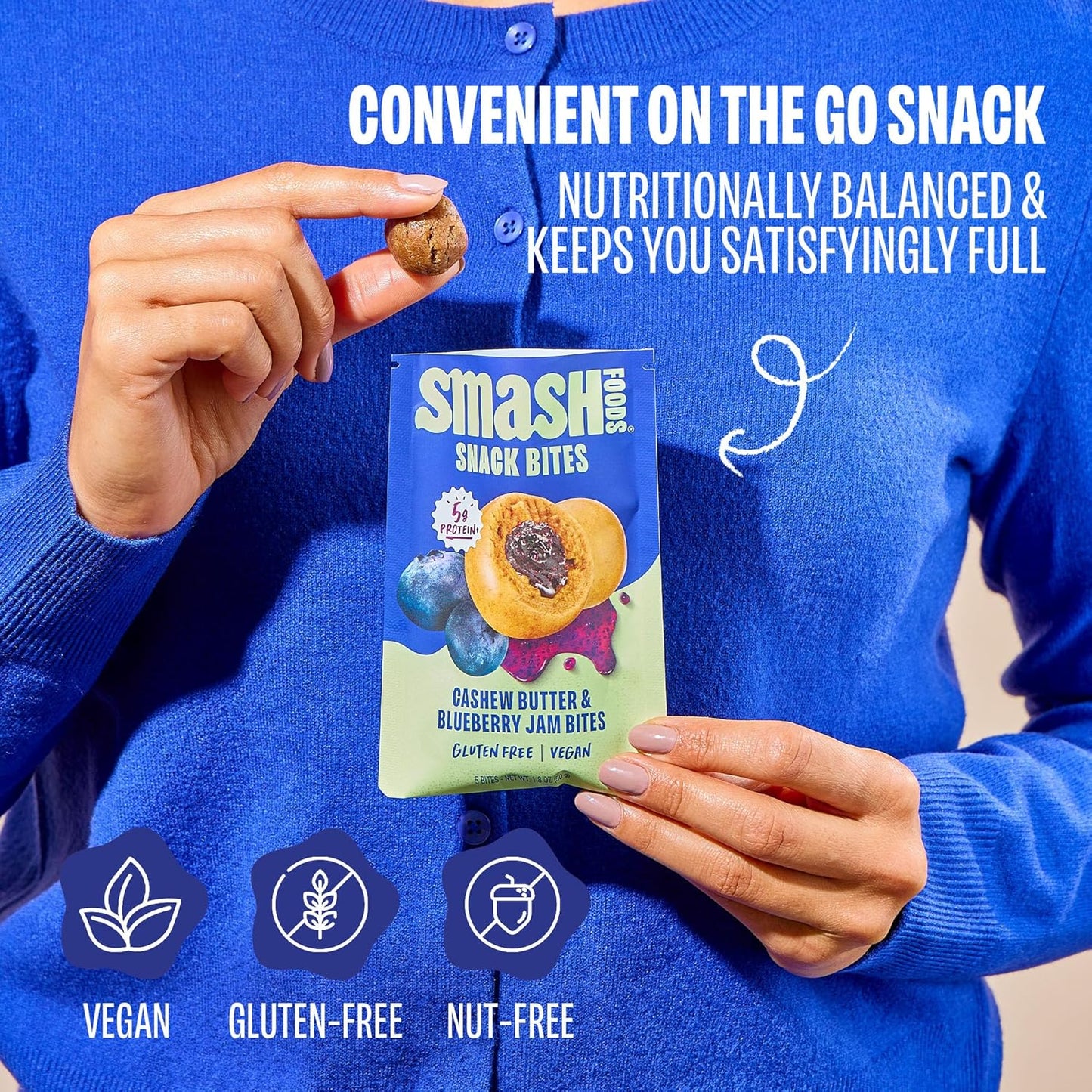 Smash Foods Superfood Bites , Sunflower Butter & Strawberry Jam Goodness.