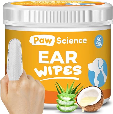 Dog Ear Cleaner Wipes – Finger Wipes for Dogs & Cats – Coconut Formula